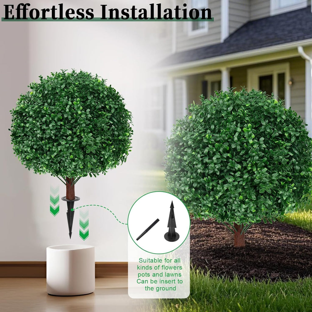 4Pcs Artificial Boxwood Topiary Ball Trees, Faux Boxwood Shrubs