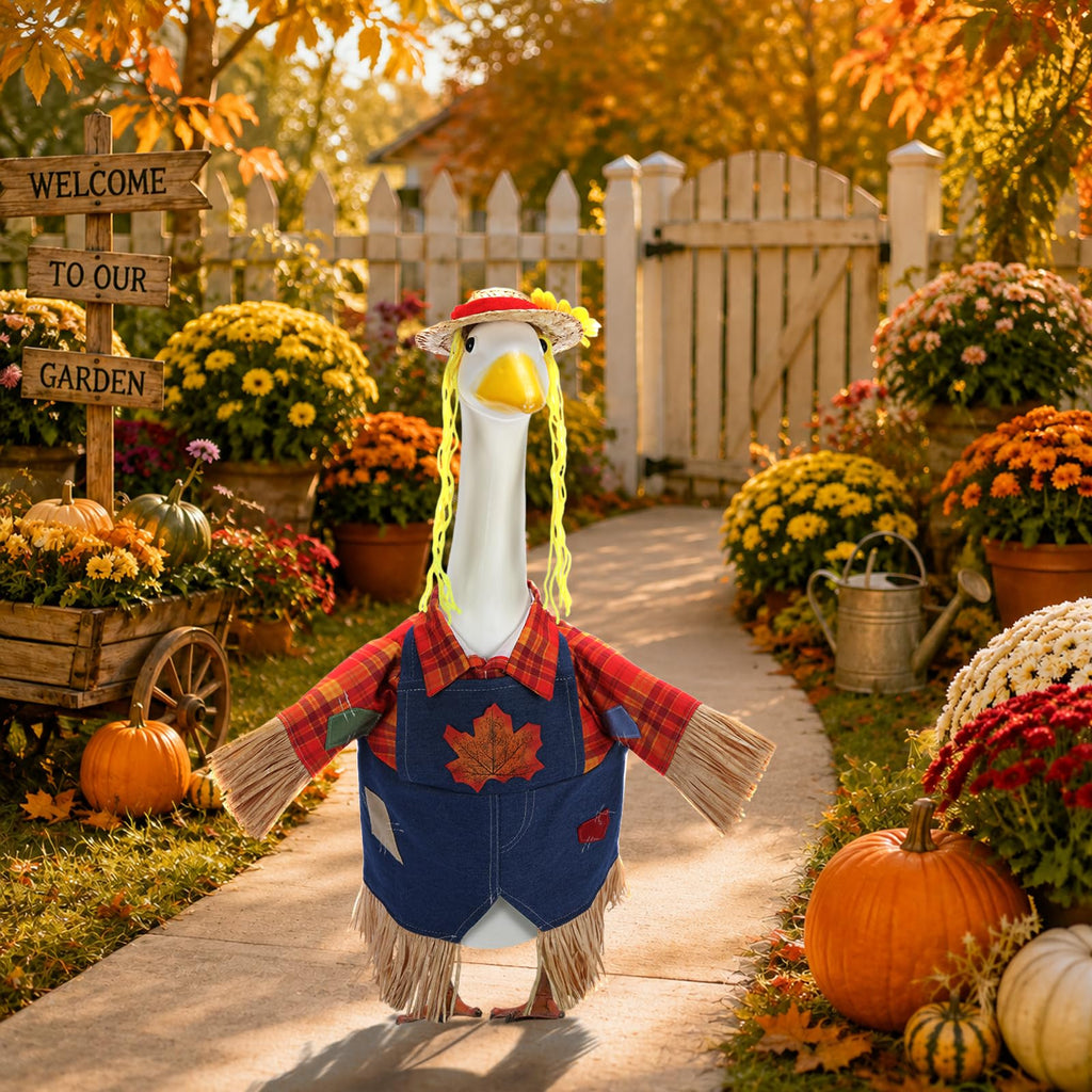 Fall Scarecrow Porch Goose Outfits for 23 Inch Statue
