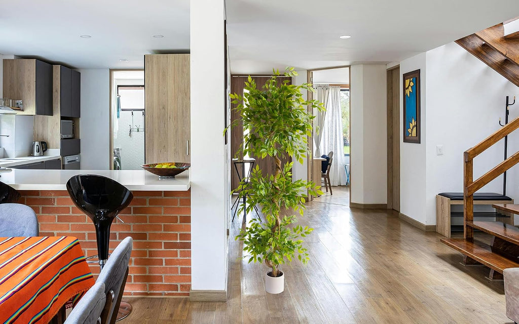 6ft Artificial Ficus Tree Fake Plant with White Planter