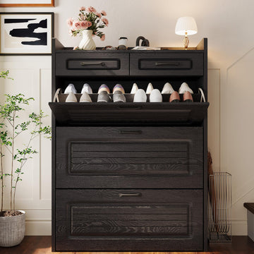 Shoe Cabinet Storage with 3 Large Flip Drawers & 2 Drawers