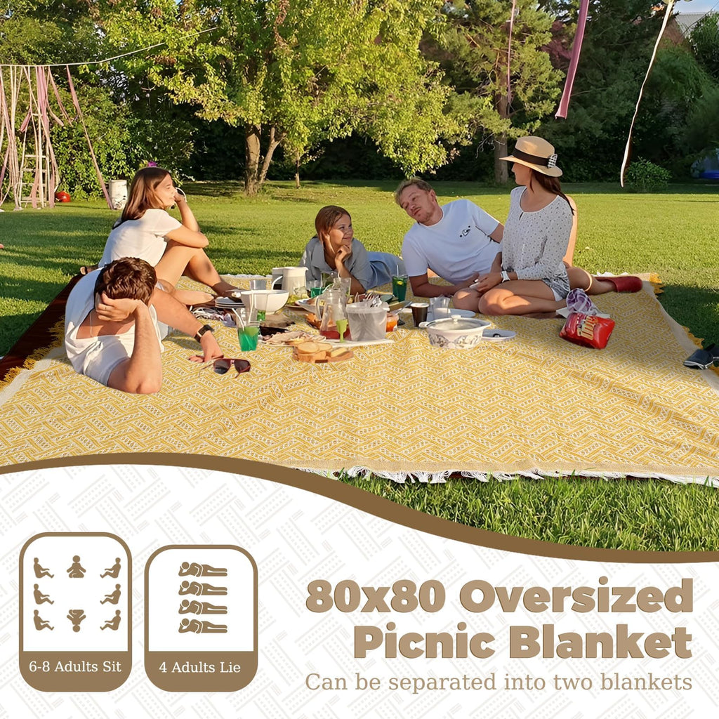 2 in 1 Extra Large 80"* 80" Rug Picnic Blankets Waterproof Outdoor Beach Blanket Foldable Camping Mat Supplies Europe