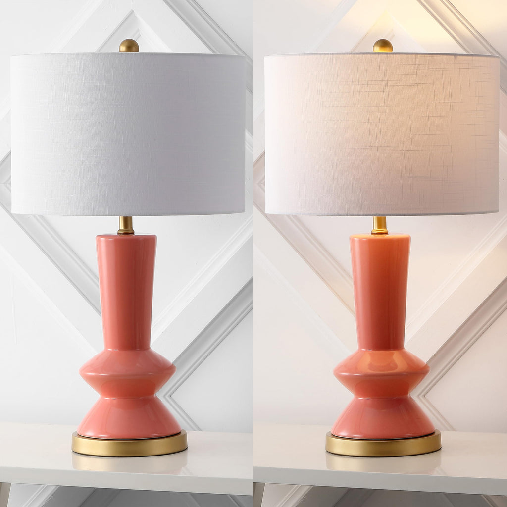 Ziggy 27" Modern Ceramic Metal Table Lamp, Coral/Gold Painting
