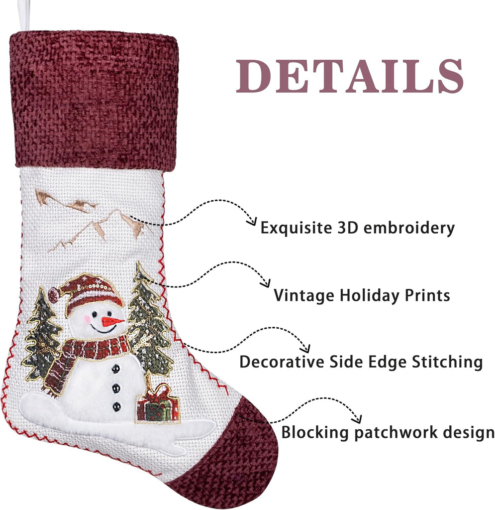 New Christmas Stockings Pack 20" Large Rustic Traditional Holiday Fireplace Hanging Decorations Classic - Set of 4