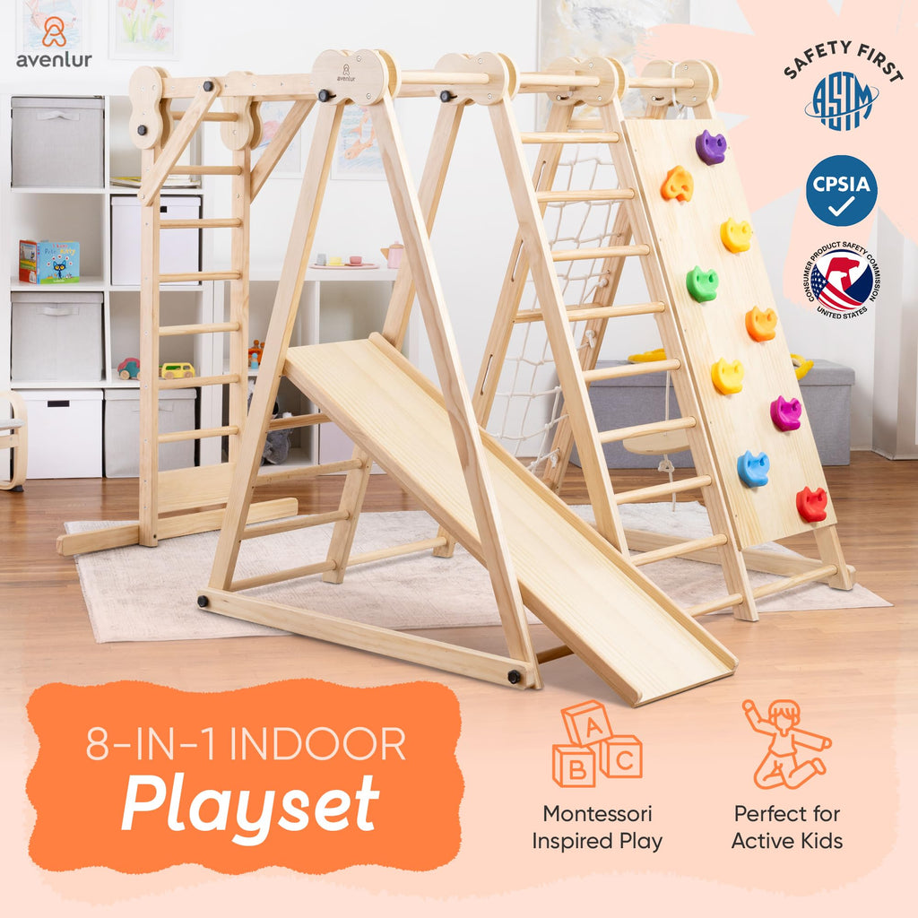 Chestnut 8-in-1 Foldable Jungle Gym, Indoor Playground
