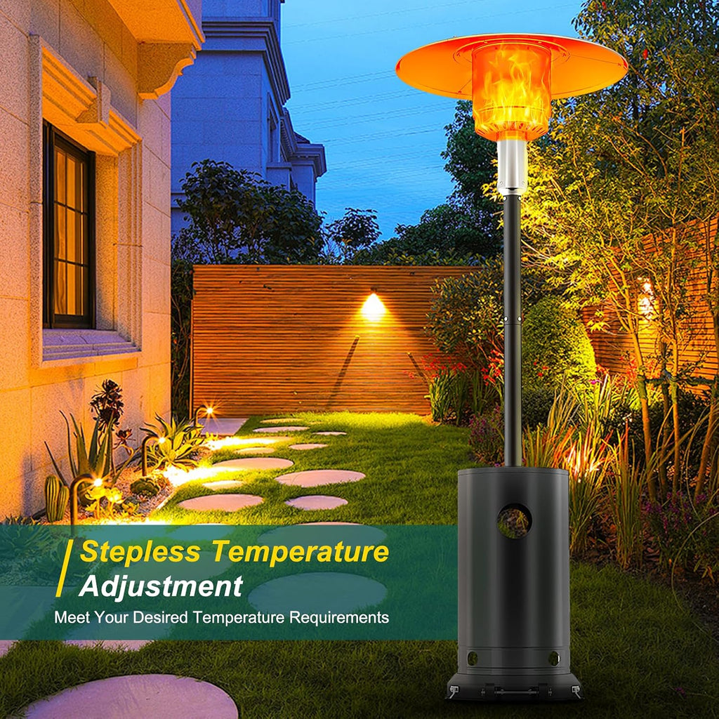 48,000 BTU Patio Heater, Propane Stainless Steel Patio Heater With Wheels, Outdoor Propane Heaters for Backyard