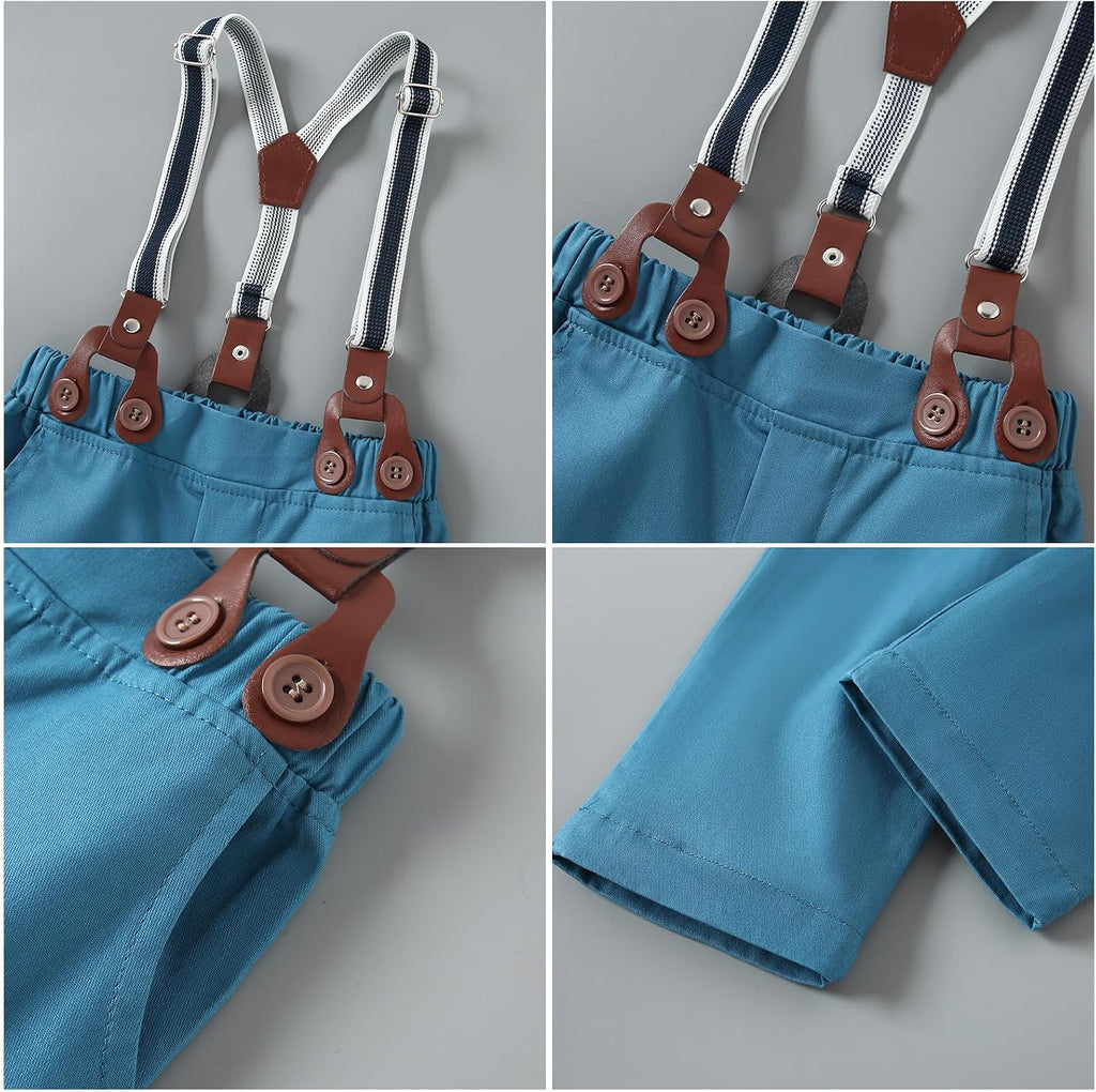 Toddler Boy Outfit Boy Suit Boy Dress Shirt with Bowtie/Suspender Pants Gentleman Wedding Outfits