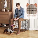 24 Inch Small Dog Crate Furniture - All-Season Indoor Dog Kennel with Wooden Top & Thickened Metal Wire
