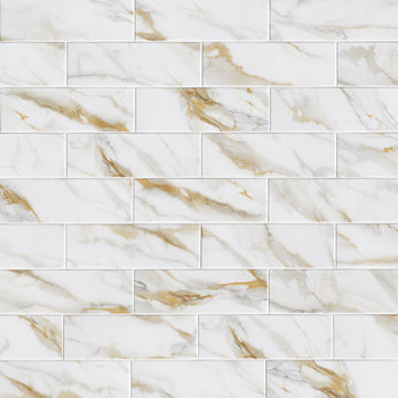 Porcelain Subway Matte Floor & Wall Tile | Calacatta Gold | 4" x 12"