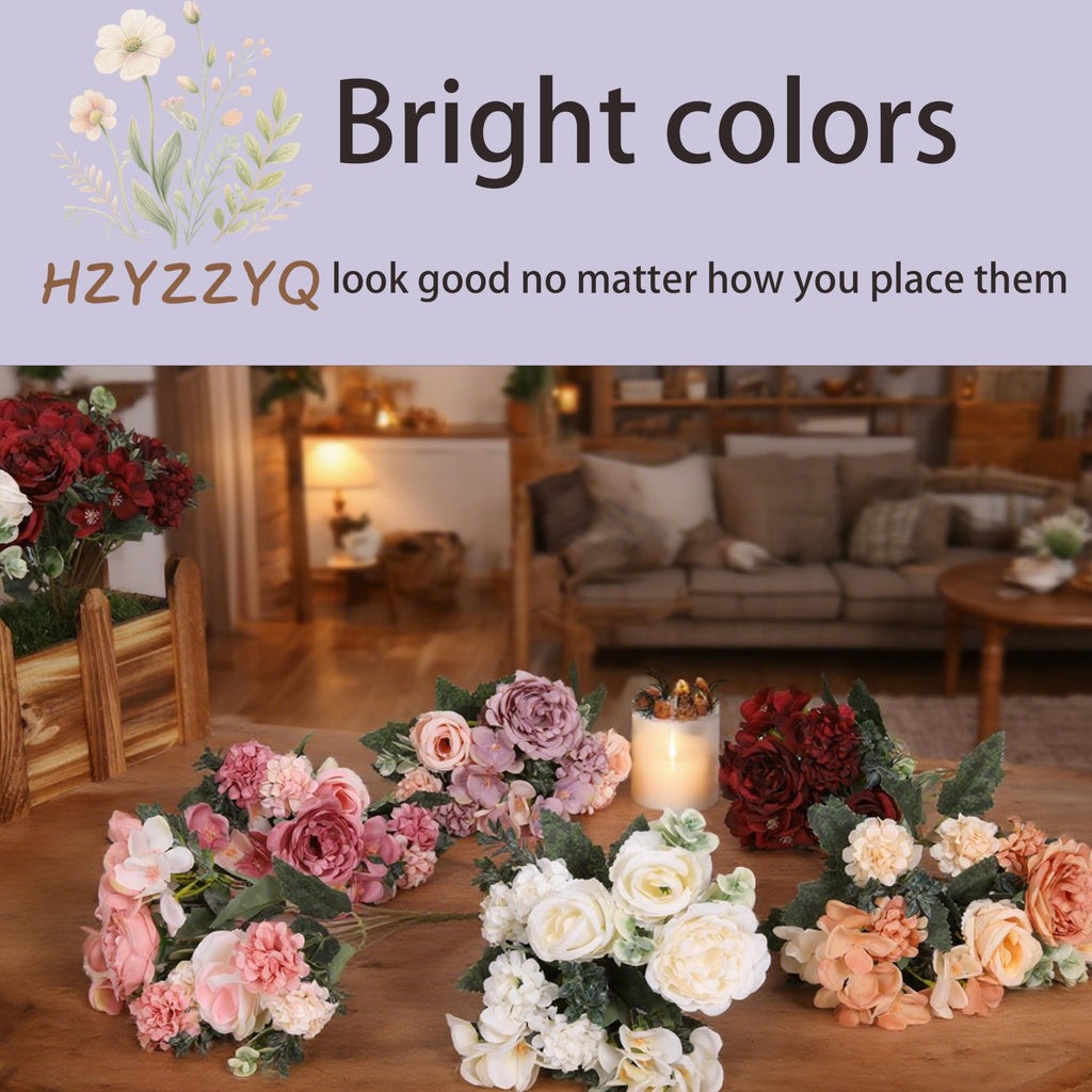 8 Pack Artificial Peony, Silk Peonies Fake Peonies Artificial Peonies Bouquet for Centerpiece Table Wedding Party
