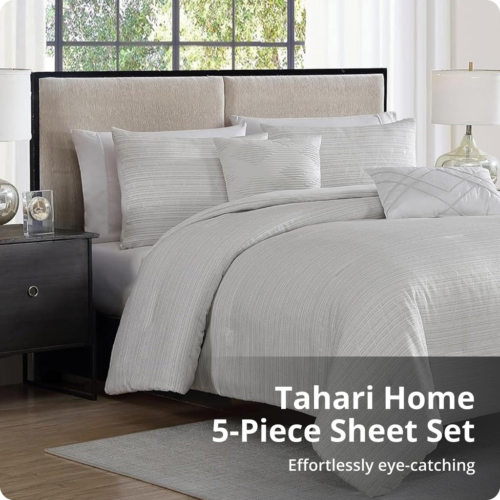Marguerite Jacquard 5-Piece Comforter Set, King, Gray