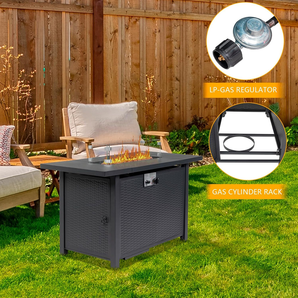 Propane Fire Pit Table, 50,000 BTU Gas Fire Pit, Patio Outdoor Fire Table, 43 Inch Rectangle Gas Firepits for
