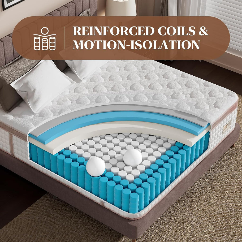 Full Mattress 12 Inch Extra Firm, Luxury Hybrid Mattress in a Box for Deep Sleep & Lumbar Support, CertiPUR-US & Zero