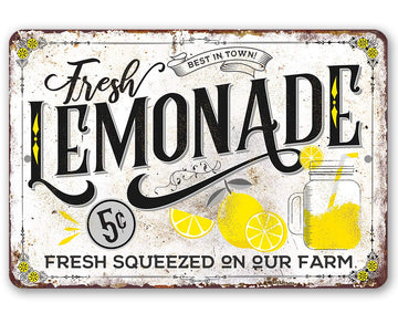 Fresh Lemonade Sign - Vintage Farmhouse Kitchen Decor, Dining Room Lemon Decoration, Rustic Summer Print Design