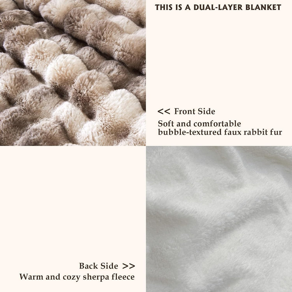 50x60 Inches Ultra-Soft Fuzzy Faux Fur Plush Throw Blanket - Thick, Warm, Camping - Decorative Blanket for Cozy