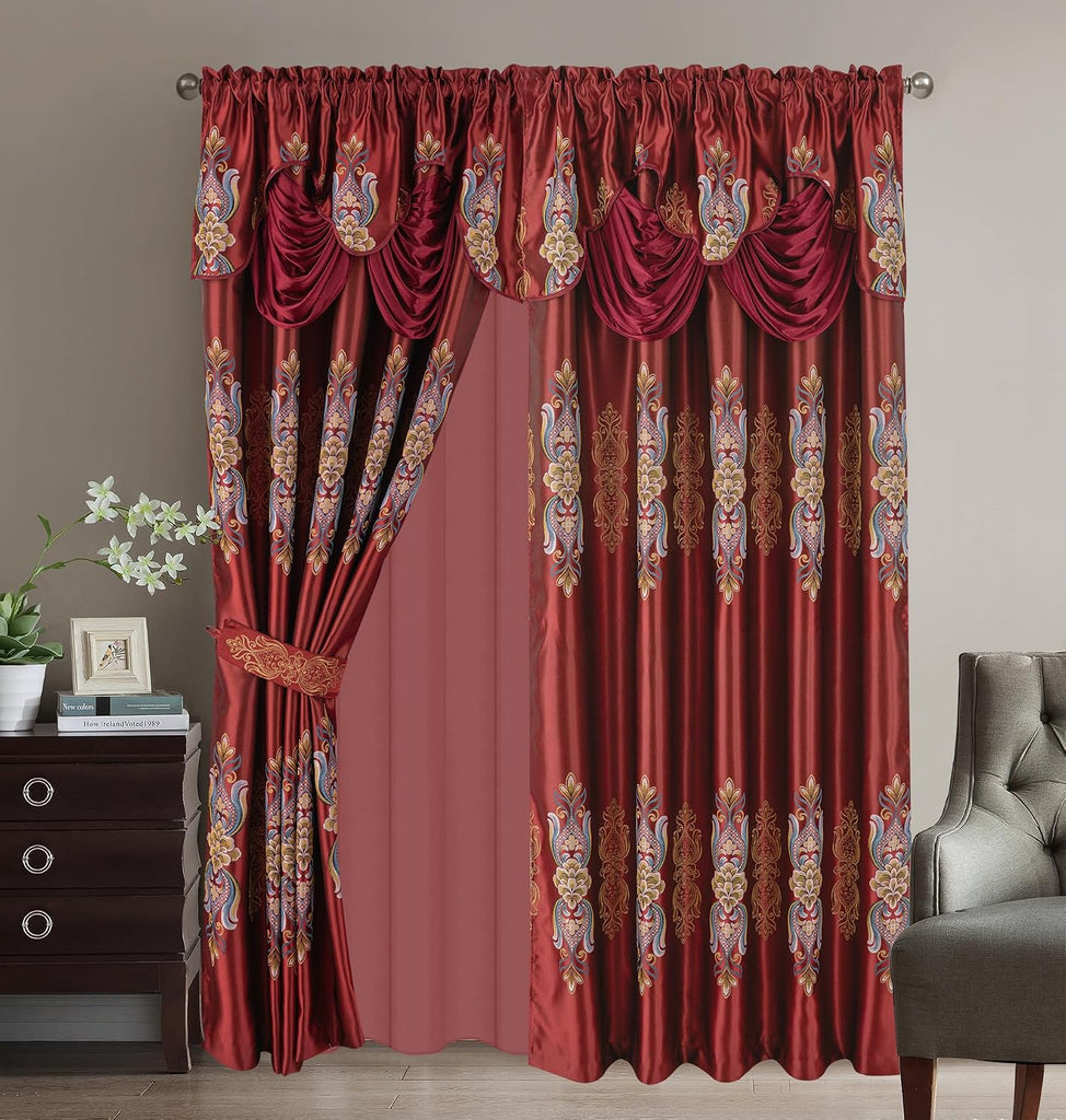 Regal Regalia Jacquard Blackout Curtains,Set of 2 Panels,W60"*L86,80% Light Blocking Window Drapes with Gold Floral