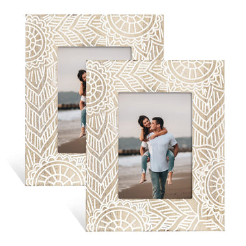 4x6 Boho Picture Frame, 2 Pack Farmhouse Wedding Art Photo Frames