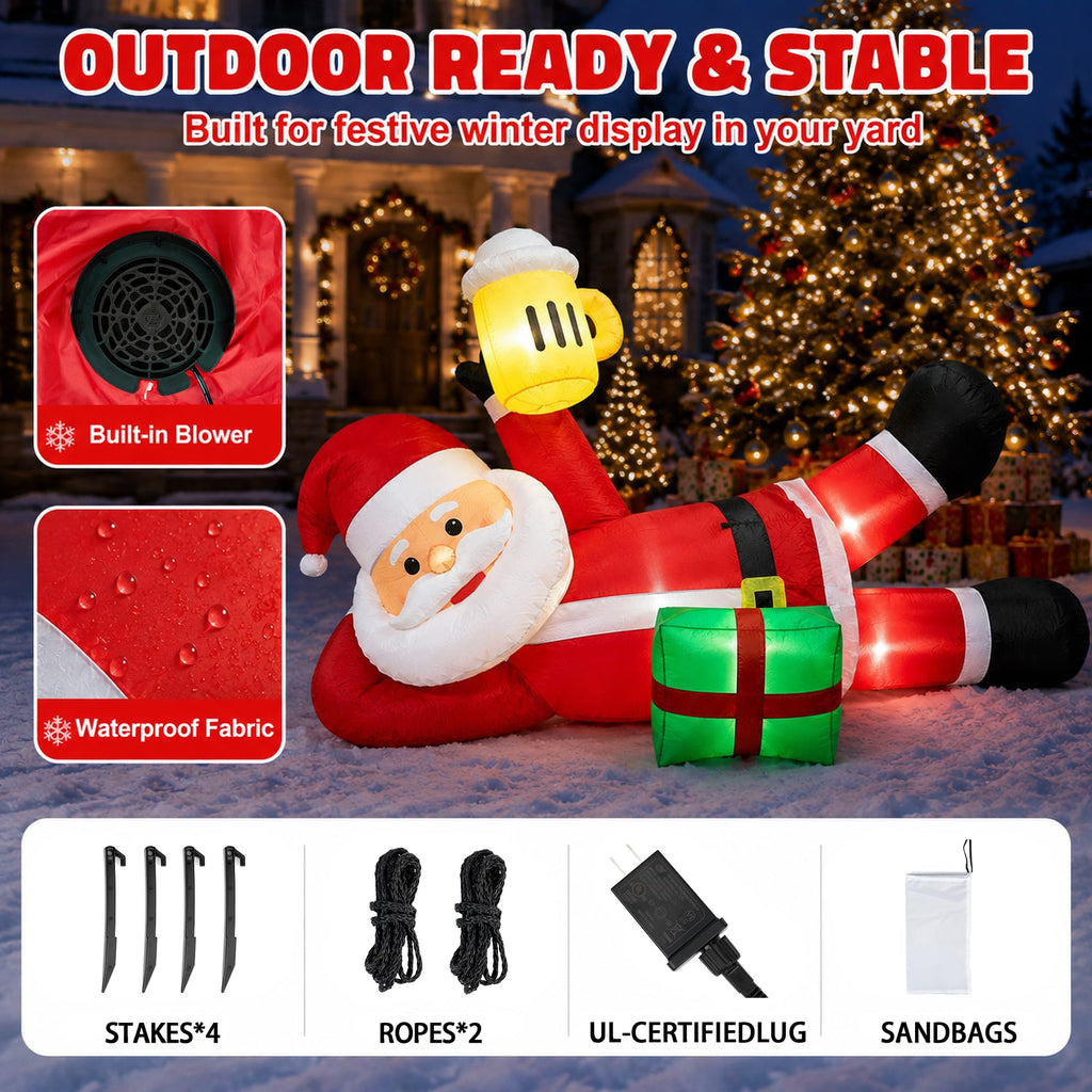 Christmas Inflatable Outdoor Decorations, Christmas Blow up Yard Decorations, 8FT Santa Christmas Inflatables with