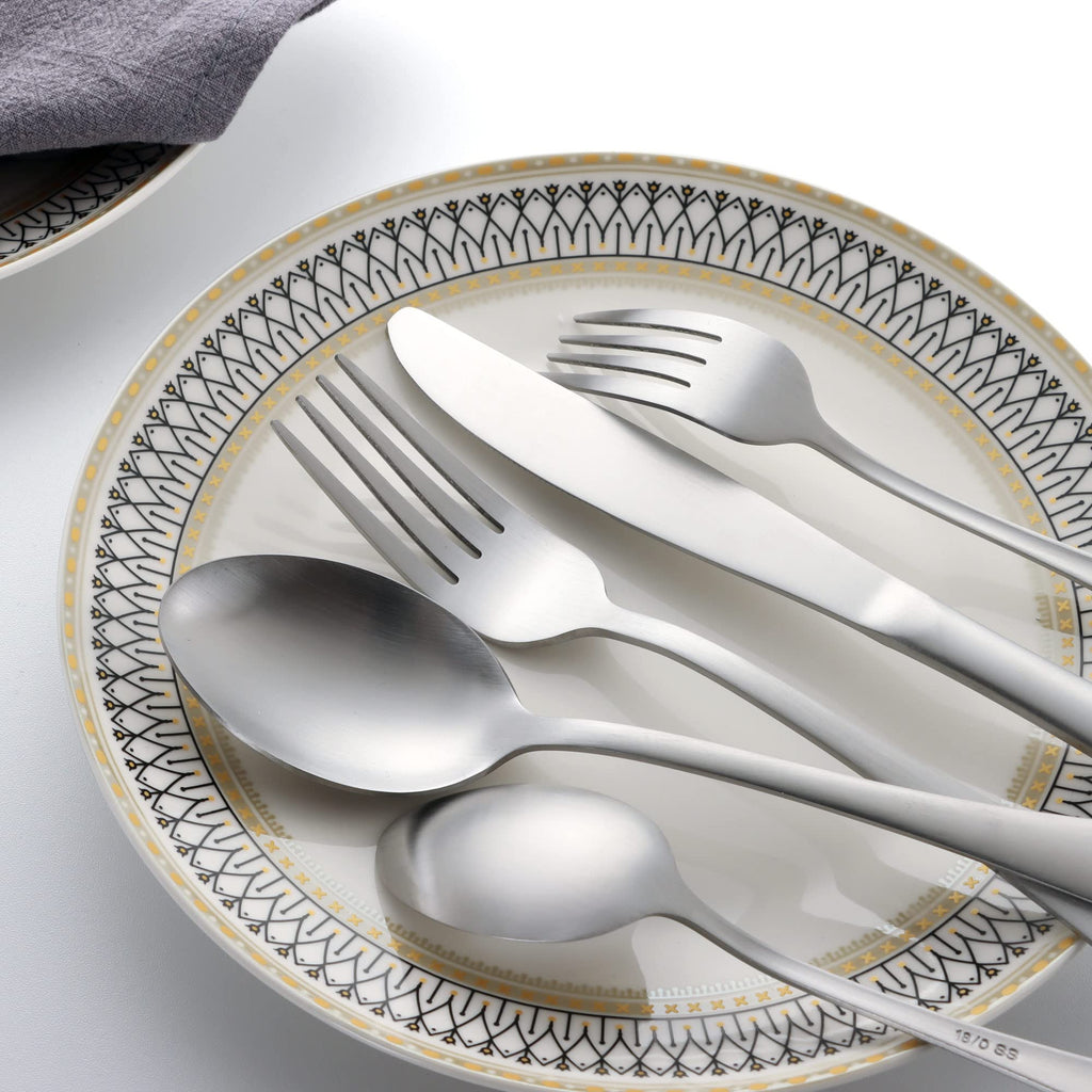 40 Piece Silverware Set, Flatware Cutlery Set for 8, Include Knife Fork Spoon, Fancy Satin Finish Eating Utensils