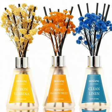 Reed Diffuser Set of 3 Pack, Lemon Verbena/Mango Passion Fruit/Clean Linen Oil Diffuser Reed Diffusers for Decor, 1.7