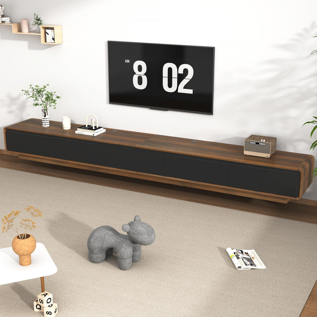 Minimalist Floating TV Stand for TVs up to 100 Inches, Modern Wall Mounted Media Console with 2 Drawers