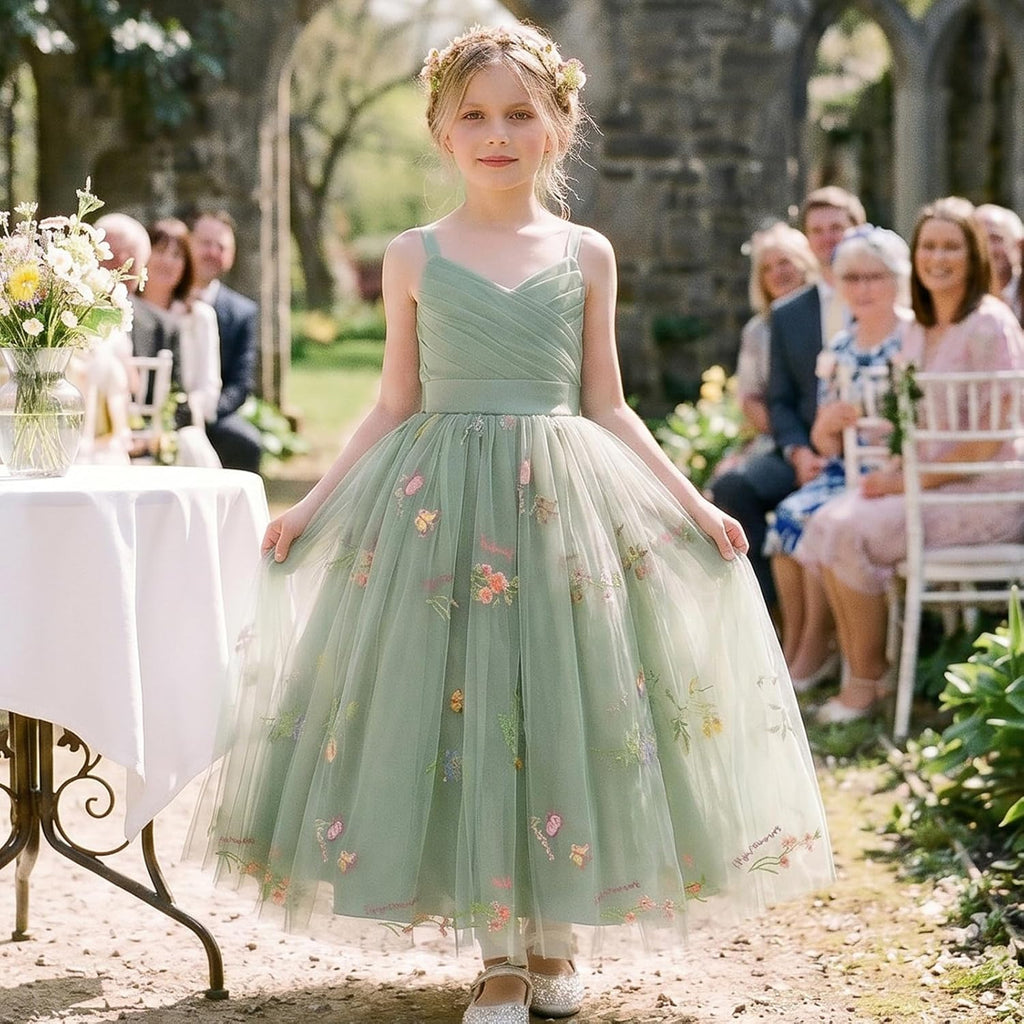 Flower Girls Dress Wedding Spaghetti Strap Princess Ball Gown