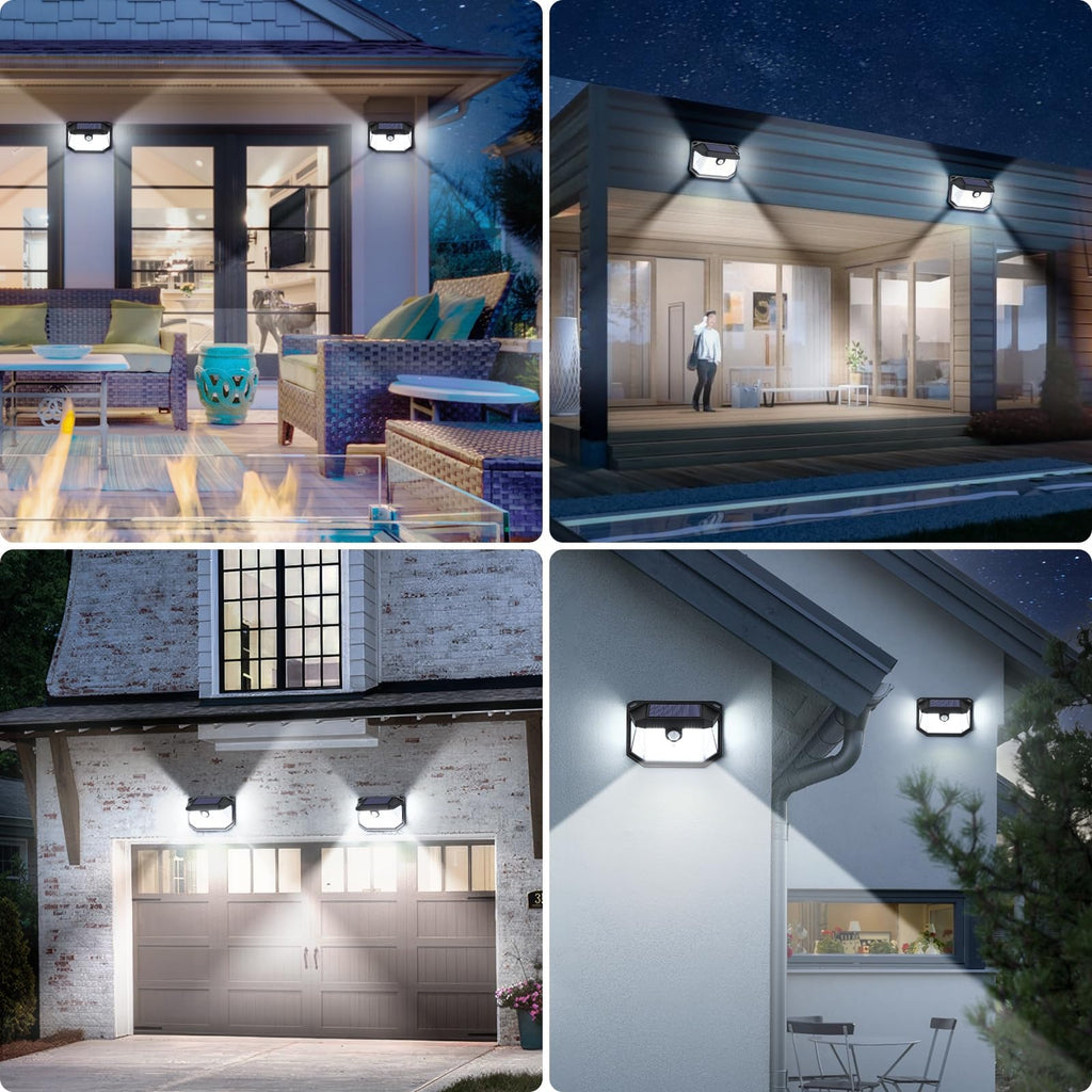 4-Pack Solar Wall Lights Outdoor with 3 Modes & Reflector, Waterproof Bright 178 LEDs Motion Sensor Security Lights