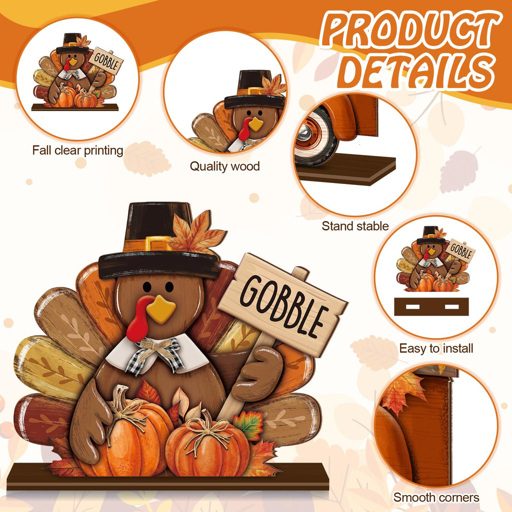6 Pcs Fall Wooden Table Decorations, Thanksgiving Harvest