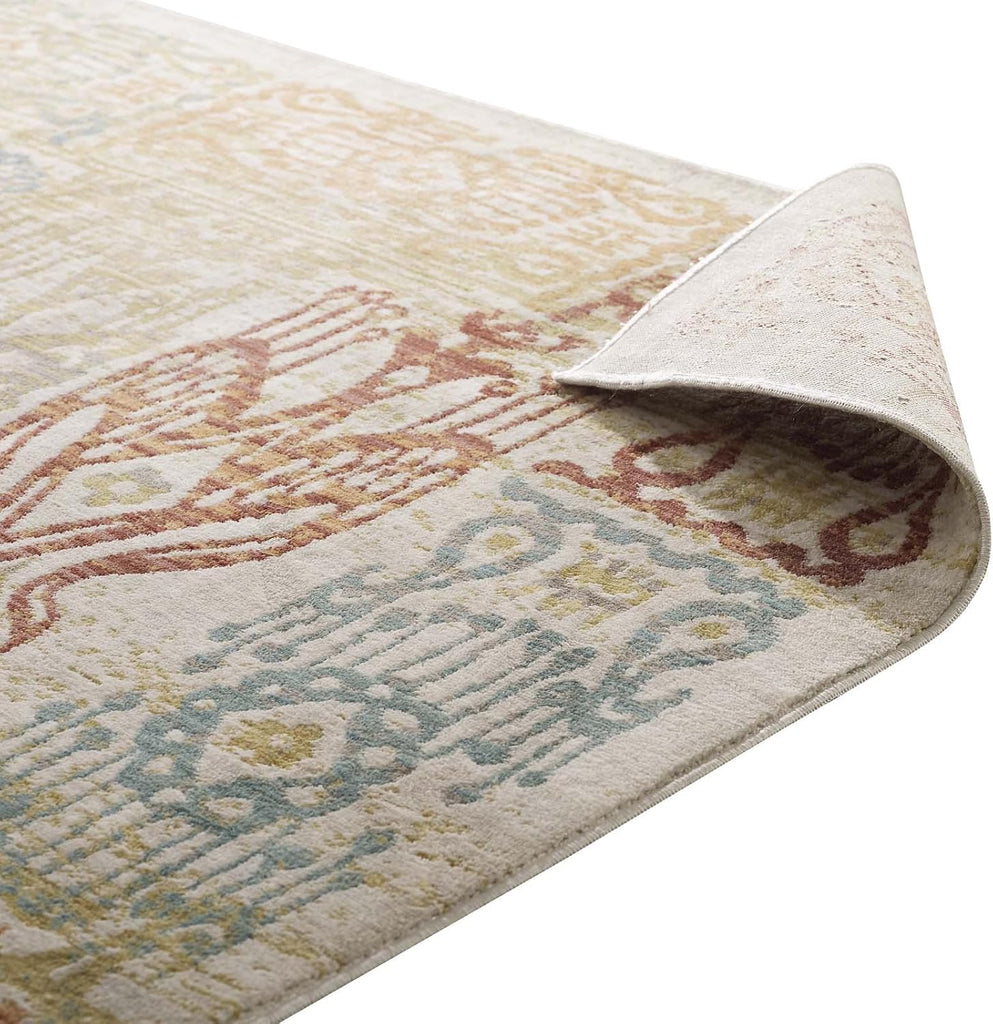 Solimar Distressed Colorful Southwestern Aztec Area Rug in Multicolored