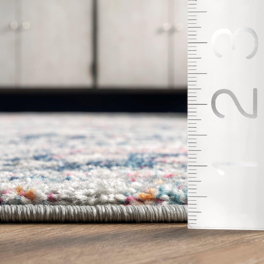 Lilah Blue Medallion Power Loomed Area Rug
