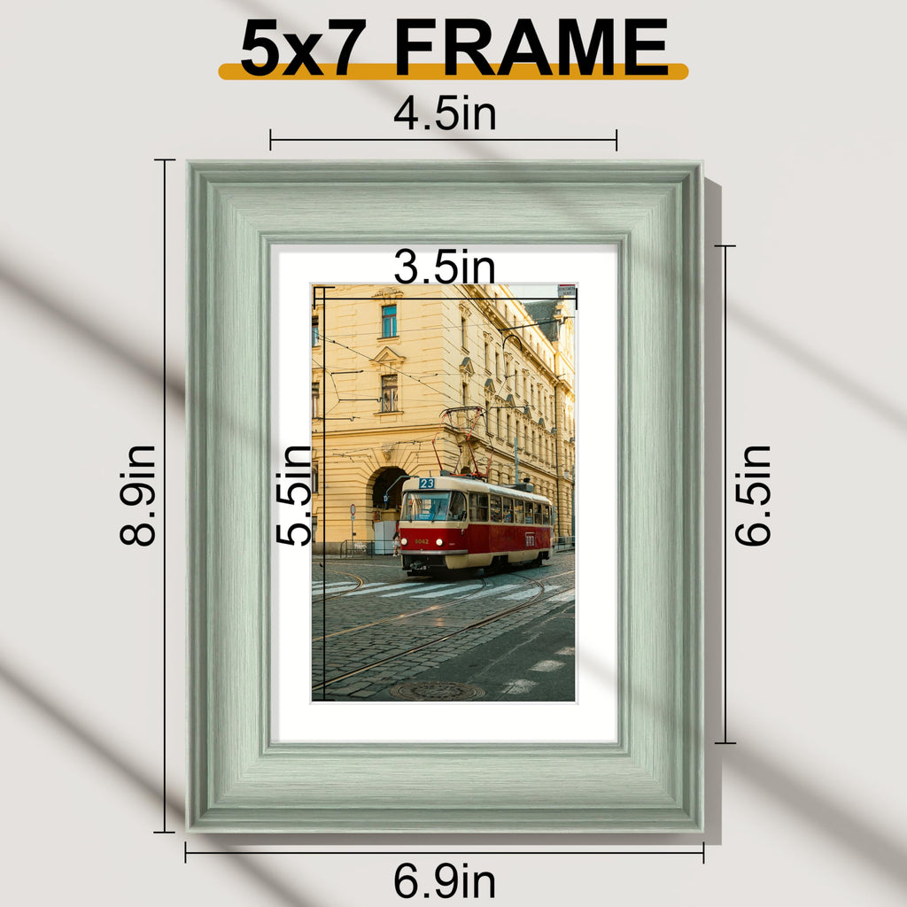 5x7 Picture Frames Set of 2, Vintage Photo Frames, Light Green