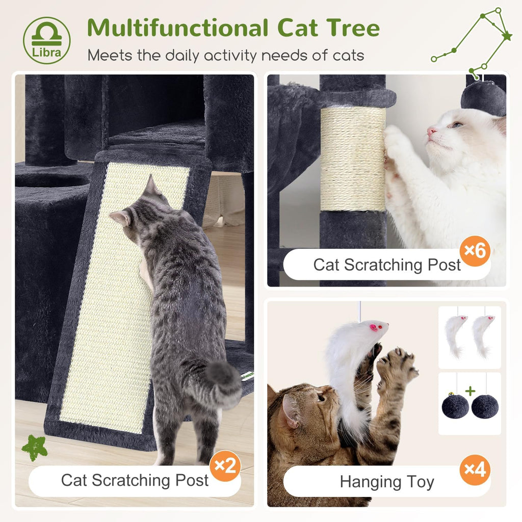 Heavy Duty Cat Tree for 20lbs Large Adult Cats, Dark Grey