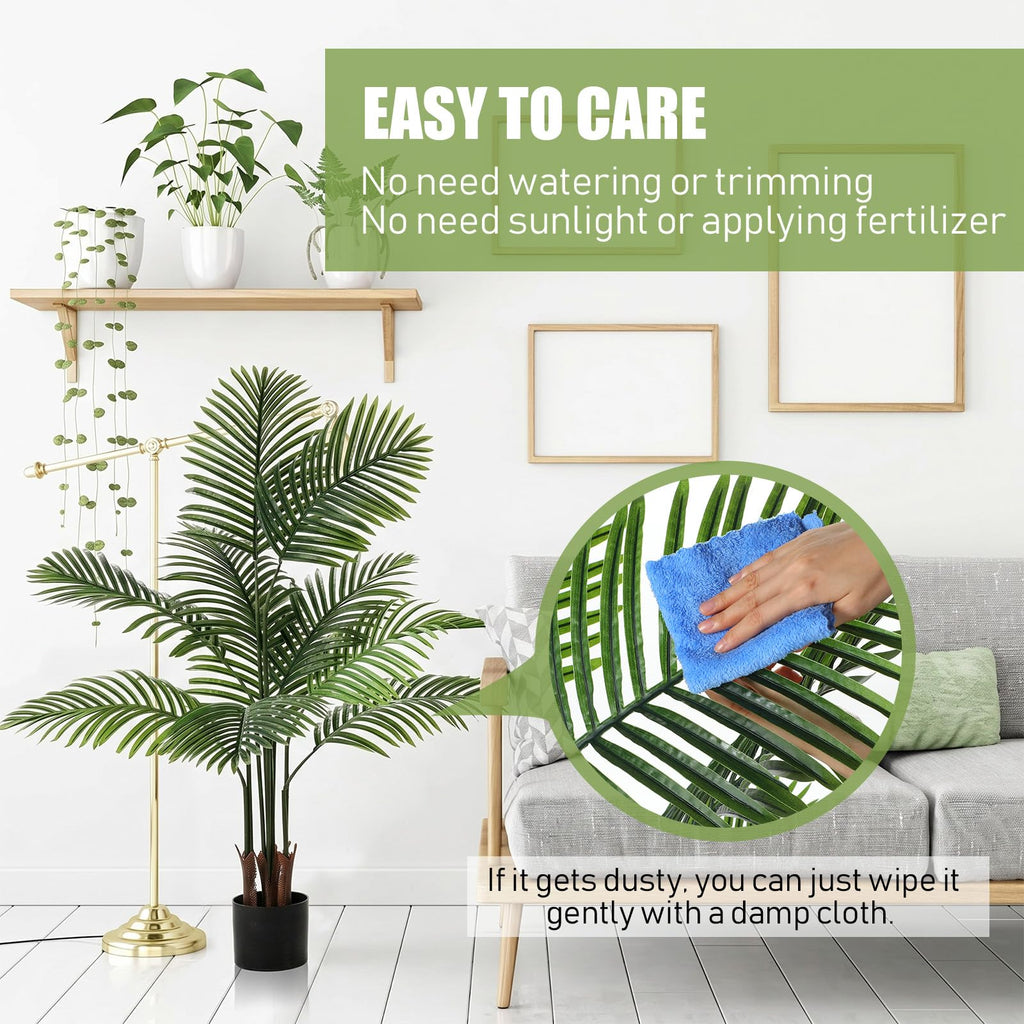 4 Pack Artificial Palm Trees 3Ft 4Ft, Fake Plants Fake Trees Artificial Areca Palm Plants for Outdoor Indoor Faux