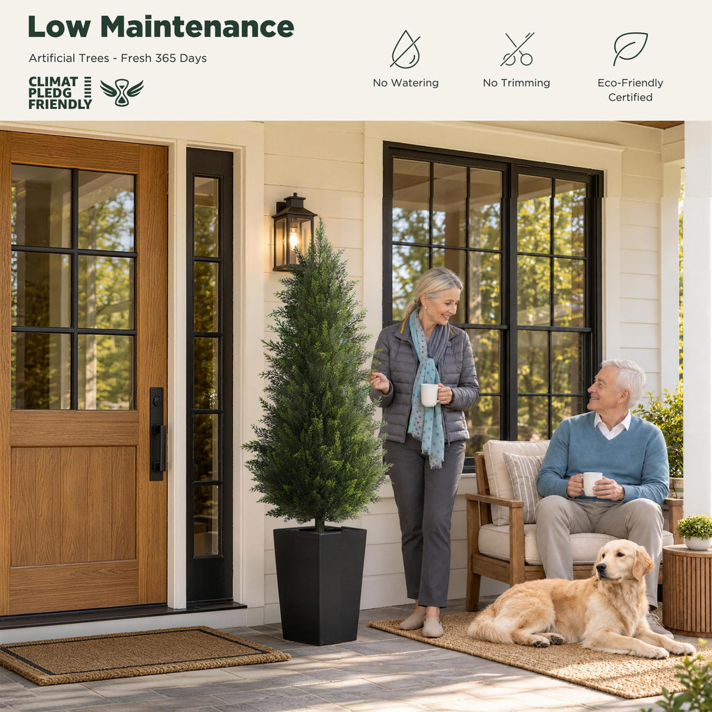 Cedar Trees for Outdoors, 6ft 1-Pack Black Square Planter