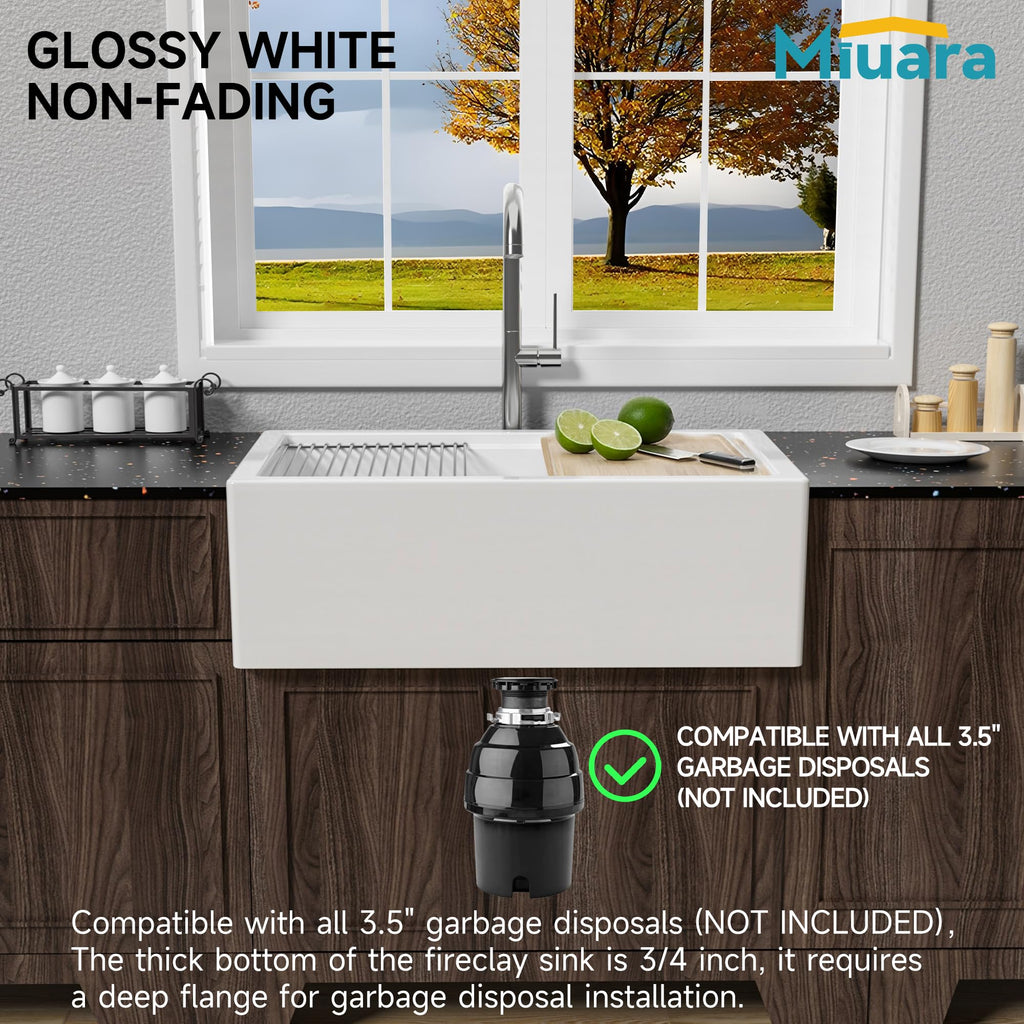 30 x 20 Inch Self Trimming Farmhouse Workstation Kitchen Sink White