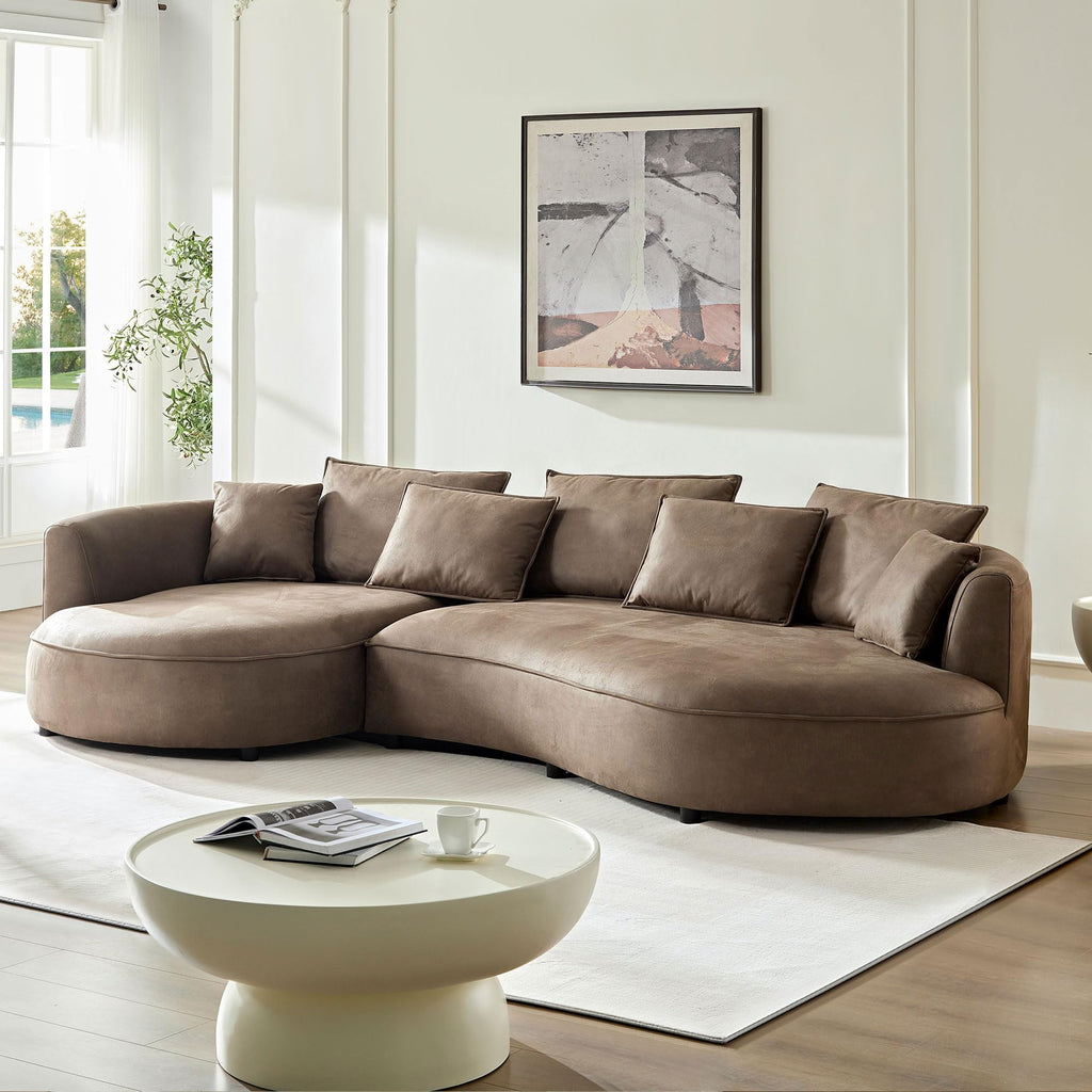 124.8" Modern Curved Sofa Couch, Upholstery Luxury Sofa with Pillows, Left Hand Facing 5 Seater Sectional Curved