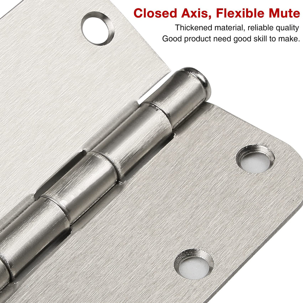 Rounded Door Hinges Brushed Nickel 3.5"x3 1/2"5/8" Radius 42 Pack