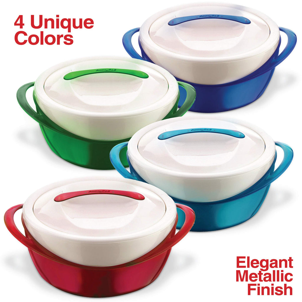 Large Insulated Casserole Dish with Lid 2.6 qt. Elegant Hot Pot Food Warmer/Cooler -Thermal Soup/Salad Serving Bowl