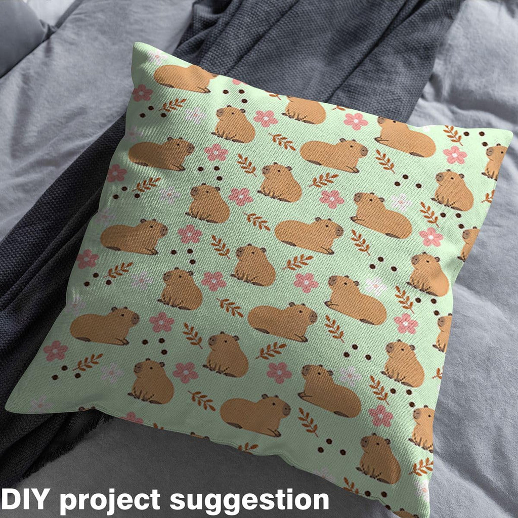 3D Capybara Indoor Outdoor Fabric, Blooming Flowers Soft Polyester No Stretch Animal Theme Crafts & Sewing Supplies