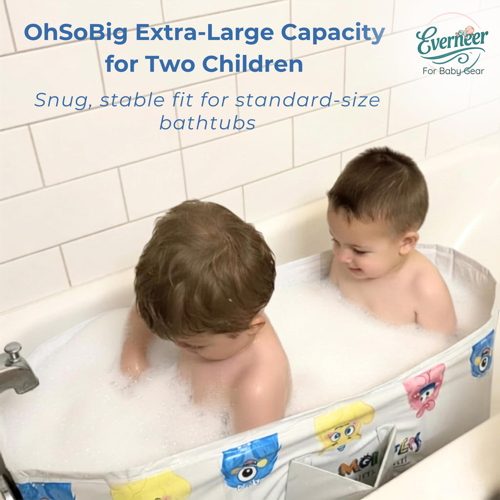 OhSoBig Collapsible Toddler Bathtub, 31-Inch Foldable Portable Bath Tub