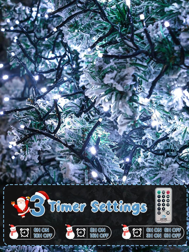 Cluster Lights 50FT 1000 LED String Lights with Remote Cool White