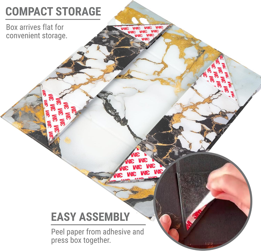 Luxury Keepsake Gift Box 3-Pack Marble Gold Decorative Boxes - Set of 3