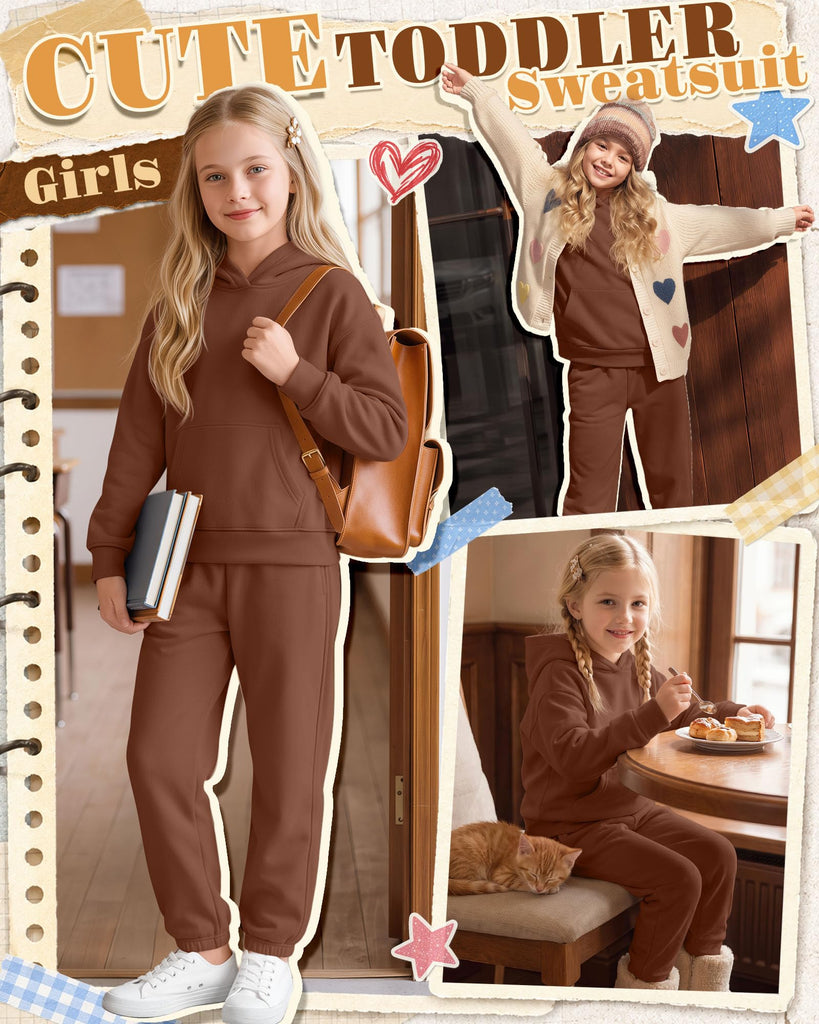 Toddler Girl Boy Outfits Sweatsuit Fall Set Brown
