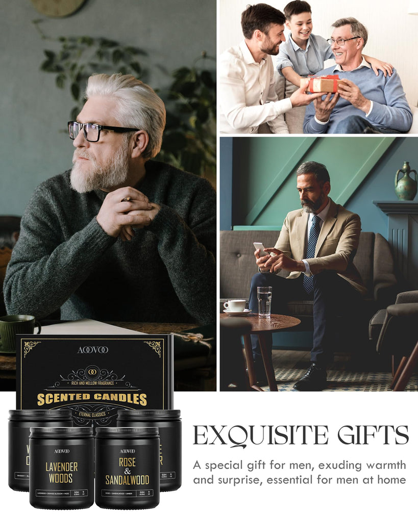 Scented Candles for Men - 4 Pack Candles Scented
