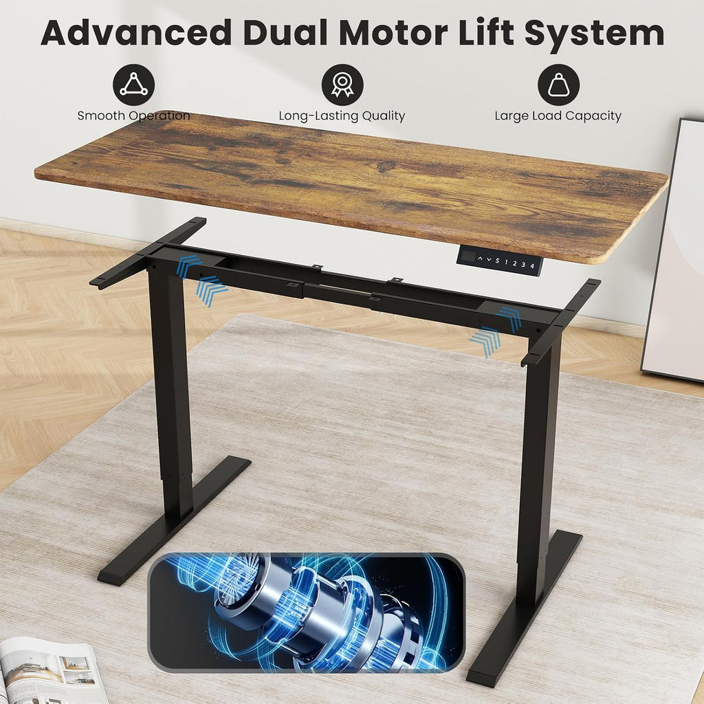 Dual Motor Standing Desk Frame- Height Adjustable Electric Desk Legs, Heavy Duty Sit to Stand Up Desk Base, 4 Memory