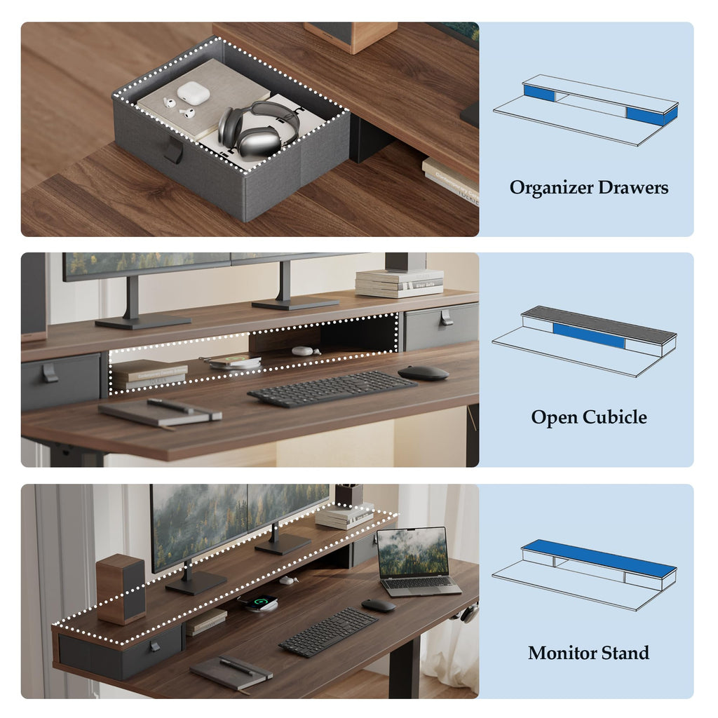 48 x23 Inch Electric Standing Desk with Drawers, Adjustable Height Small Sit Stand Desk, Compact Computer