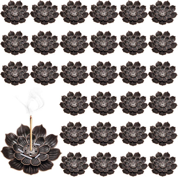 Lotus Incense Holder Ash Catcher for Sticks, Retro, Bronze - Set of 30