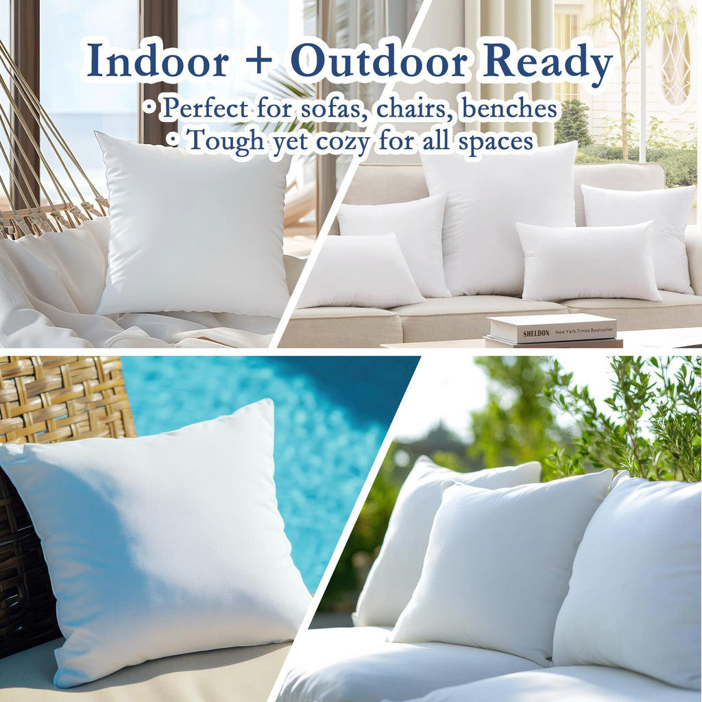 20x20 Outdoor Pillow Inserts, Down Alternative Filling, Set of 4