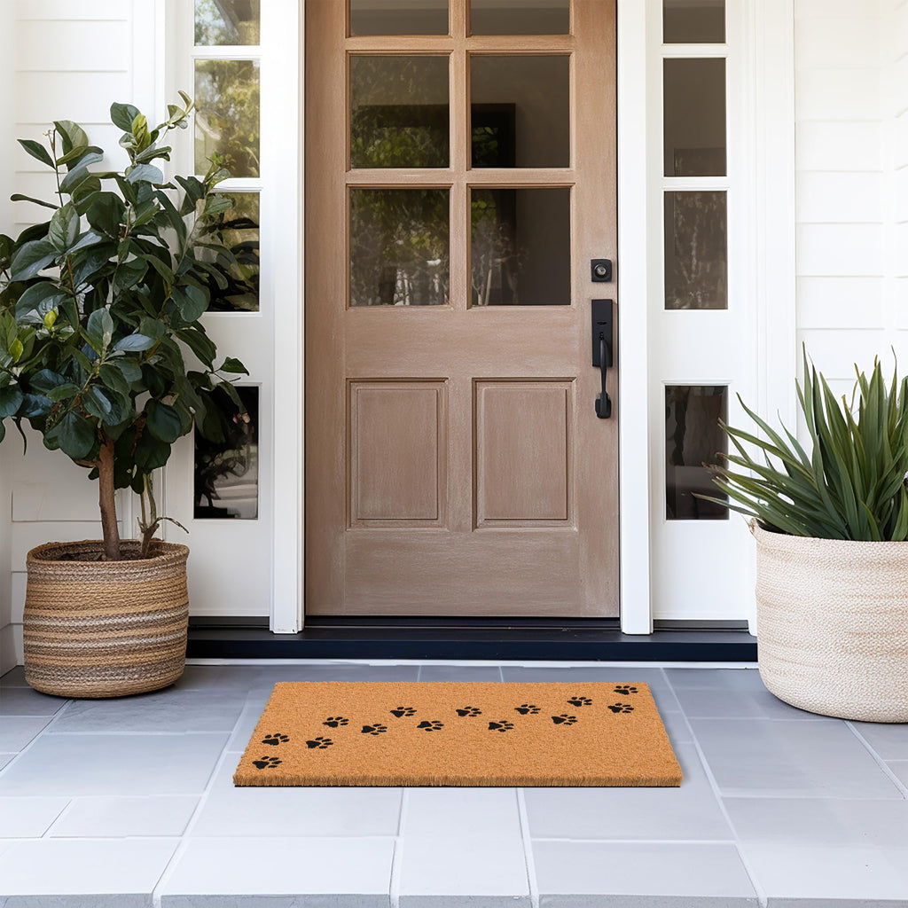 Natural Coco Coir Non-Slip Doormat (17x30, Paws)