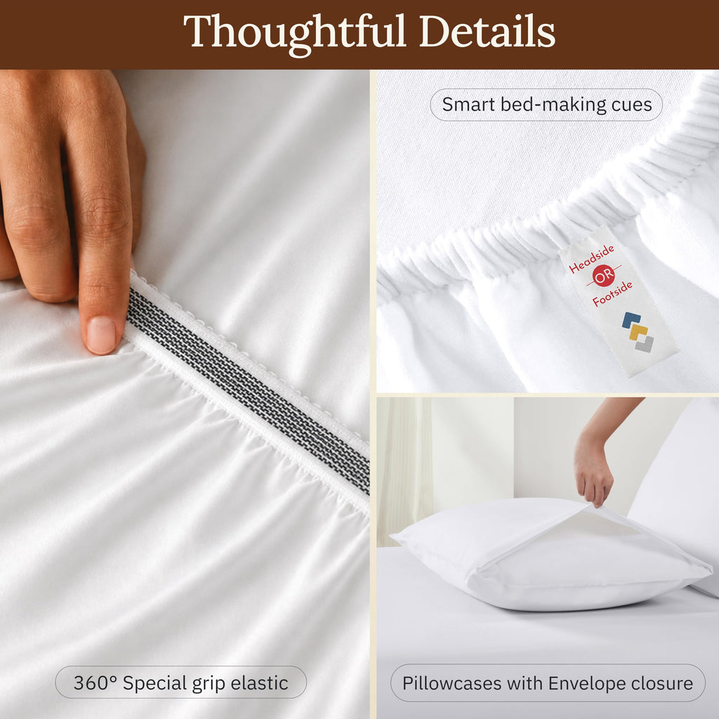 100% Organic Cotton Sateen Sheet Set, White