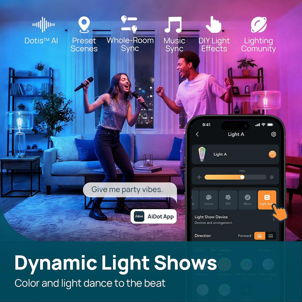 Matter ST19 Smart Light Bulb 4 Pack Matter Smart Bulbs, ST19 Led Bulb Compatible with Alexa, 1 Pack